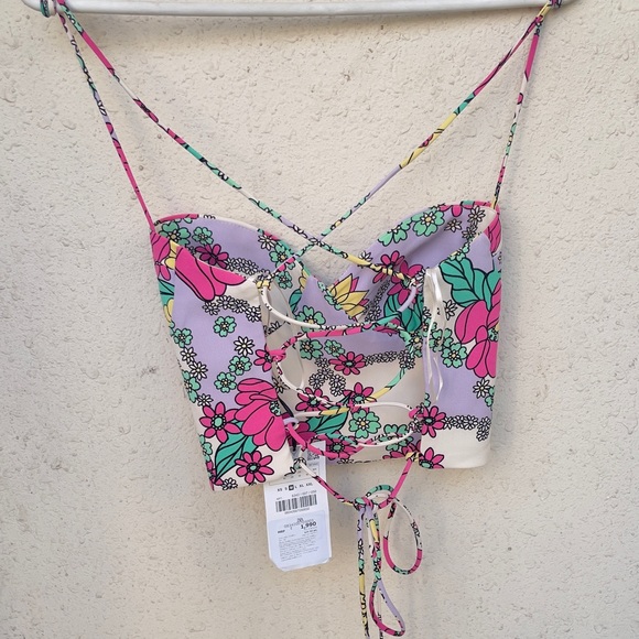 Brand new zara limited edition floral corset bohemian crop top for summer - Picture 3 of 4
